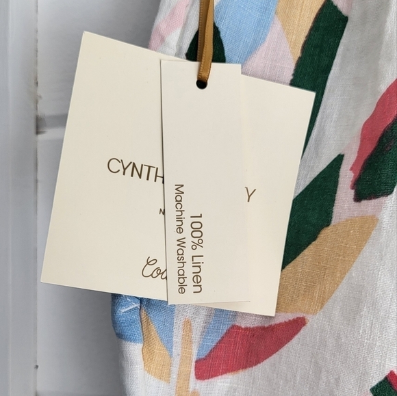 Cynthia Rowley Plus Linen Tropical Floral Print Wide Leg Pants Size 1X - Picture 8 of 9